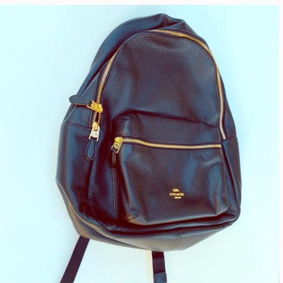 NEW Coach Charlie Backpack Black Pebbled Leather - Picture 4 of 8